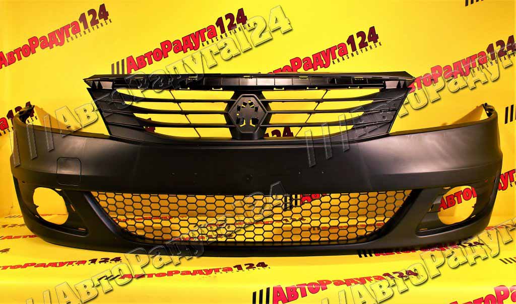Бампер Renault Logan, Рено Логан Фаза2 (2010-2014) с ПТФ передний (неокрашенный)