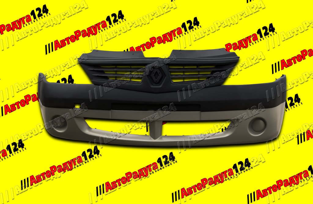 Бампер Renault Logan, Рено Логан передний Фаза1 Vert opaline (F98) с полосой