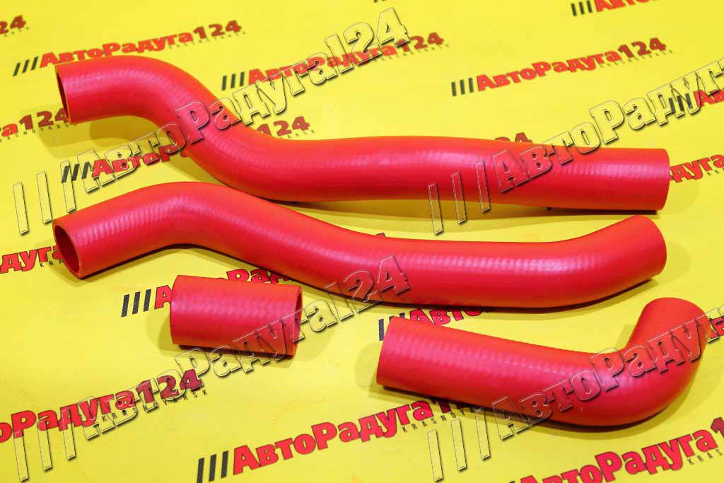 Патрубки охлаждения ВАЗ 2109 с инжекторным ДВС силикон красный [10144] (Компл.-4 шт.)