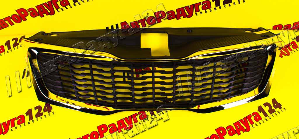 Решетка радиатора Kia Rio (2011-2014) с хромированной вставкой (JH03-K2-007) (Autotop)