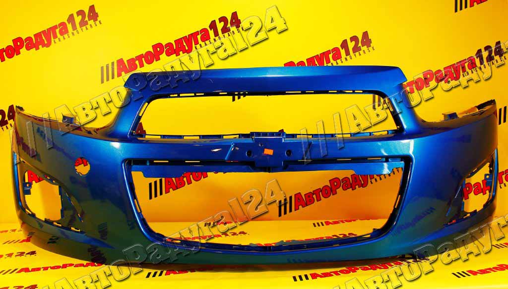 Бампер Chevrolet Aveo, Шевроле Авео (2011-) (T300) передний Boracay Blue (GQM)
