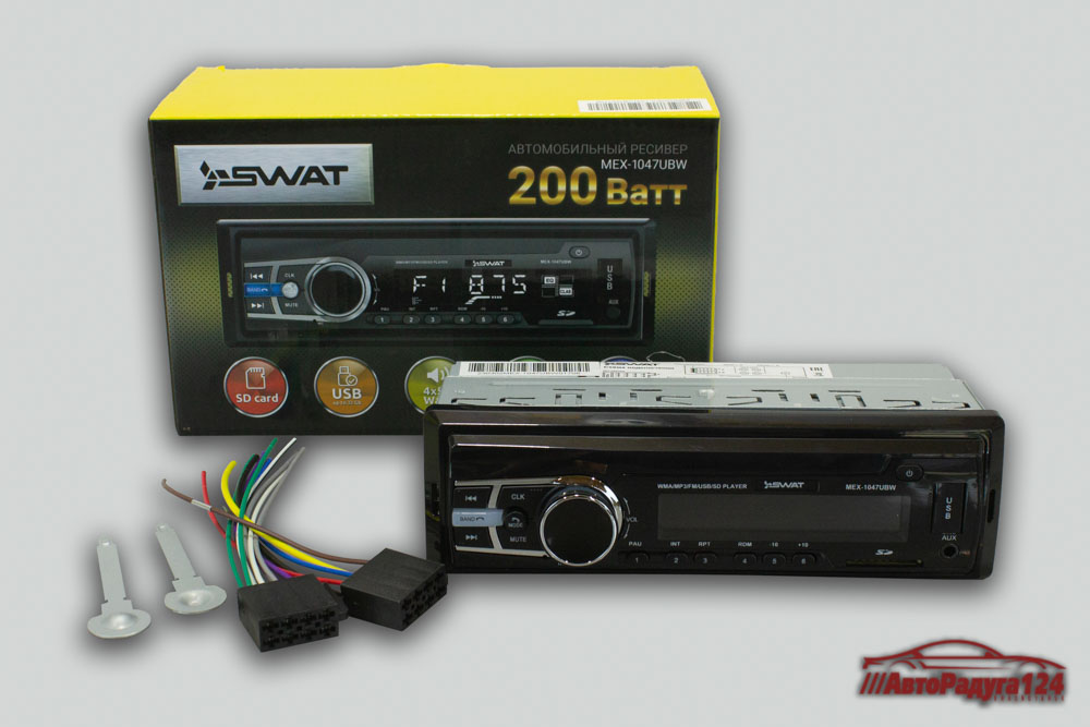 Магнитола 4x50 Swat MEX-1047UBW MP3/USB/SD/BT/2RCA