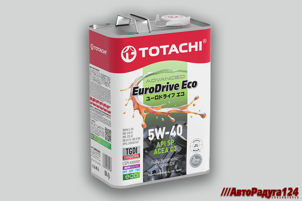Масло моторное  5W40 полная синтетика ( 4 литра) "Totachi eurodrive ECO" (SP, C3) (E6704)