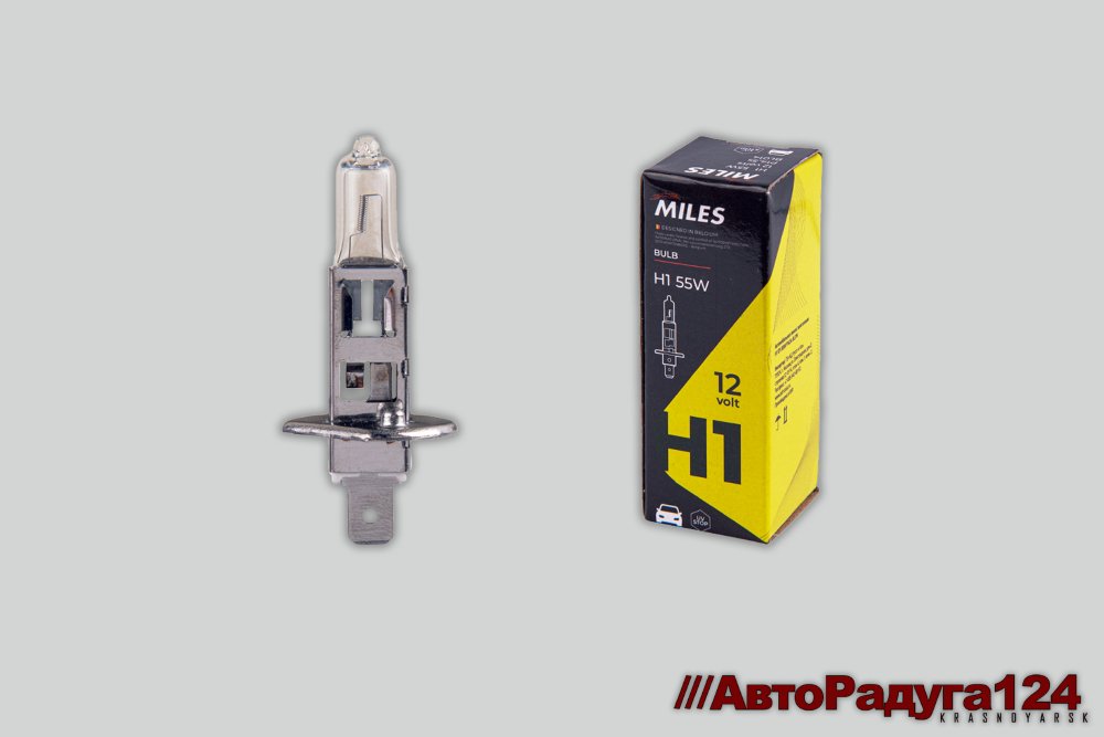 Автолампа H1 P14,5s, 12V, 55W (BL014) (Miles)