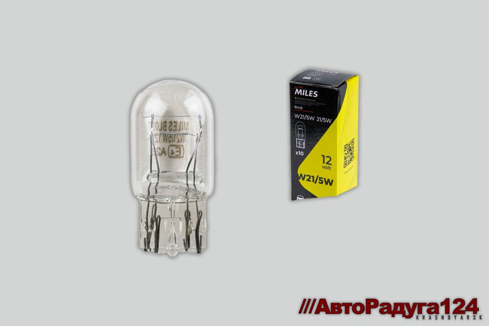 Автолампа W21/5W W3x16q, 12V, 21/5W (упак. 10 шт) (BL097) (Miles)