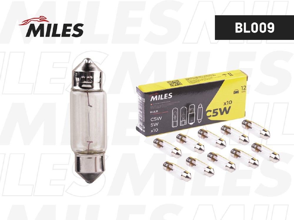 Автолампа C5W SV8,5-8, 12V, 5W (BL009) (Miles)
